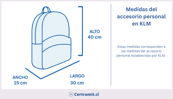 medidas del accesorio personal en klm