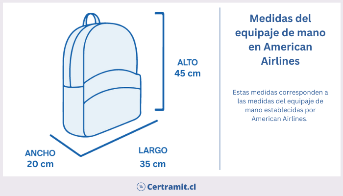 medidas equipaje mano american airlines