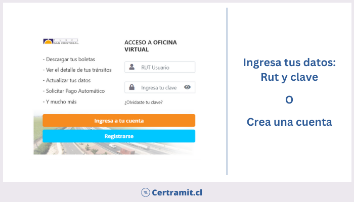 paso a paso para conocer el estado del tag de tunel san cristobal paso 2